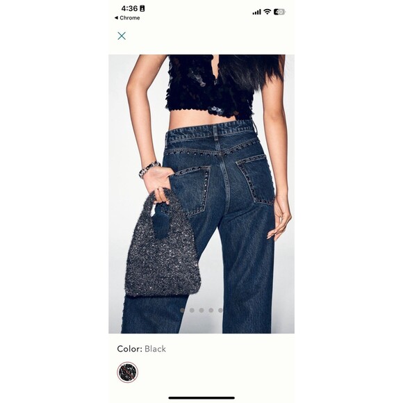 Anthropologie Mini Metallic Tote, Black, Night Out, Glam, NWT - Picture 1 of 9